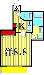ガーデンフォレスト親水公園 2階1Kの間取り