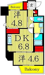 リビオメゾン入谷 2階1SDKの間取り