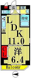 シェロ・ガーデン 4階1LDKの間取り