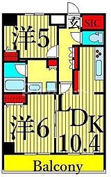 レオーネ南千住II 6階2LDKの間取り