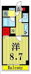 エスポアール扇西 4階1Kの間取り