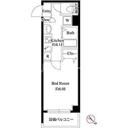 東京メトロ千代田線 町屋駅 徒歩12分の賃貸マンション 2階1Kの間取り
