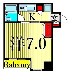 ディナスティーア三ノ輪 9階1Kの間取り