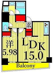 東京メトロ日比谷線 三ノ輪駅 徒歩3分の賃貸マンション 13階1LDKの間取り