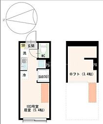 SLSG荒川町屋 1階ワンルームの間取り
