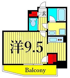 Le-lion 西日暮里 5階1Kの間取り