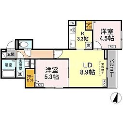セレスティア興野 2LDKの間取図画像