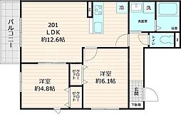 仮称）メゾン　ド　ココルソレイユ 2階2LDKの間取り