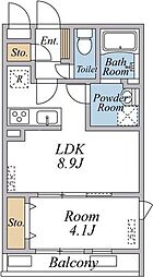 リブリ・fineIII 2階1LDKの間取り