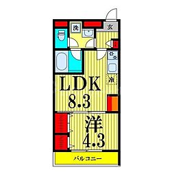 リブリ・IshidaIII 3階1LDKの間取り
