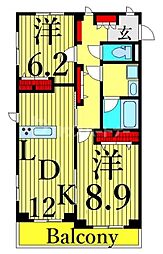 クレイン西日暮里 2LDKの間取図画像