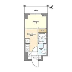 リテラス三ノ輪ウエスト 1DKの間取図画像