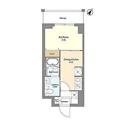 リテラス三ノ輪ウエスト 1DKの間取図画像