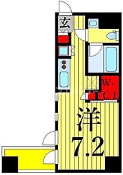 ジーベック東日暮里ノース ワンルームの間取図画像