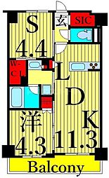 ザ・レジデンス三ノ輪2 1SLDKの間取図画像