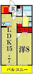 ロイヤルパークス新田 1LDKの間取図画像