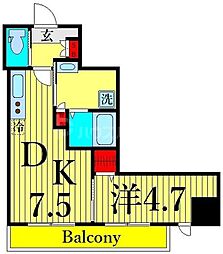 メゾンTado 1DKの間取図画像