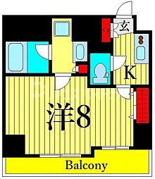 アイル日暮里 1Kの間取図画像