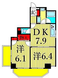 サンフィールド西日暮里 1LDKの間取図画像