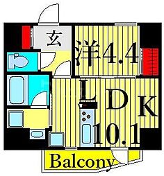 ディームス入谷1 1LDKの間取図画像