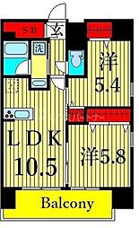 グランレーヴ東尾久 2LDKの間取図画像