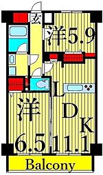 ジェノヴィア三ノ輪スカイガーデン 2LDKの間取図画像