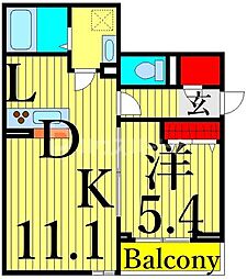 ルリアン東尾久 1LDKの間取図画像