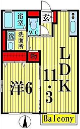 コージィコート 1LDKの間取図画像