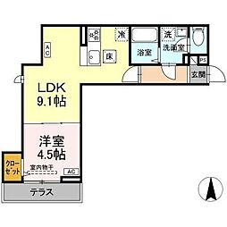 グラナーデ扇I D 1LDKの間取図画像