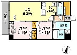 ロイジェント西新井 2LDKの間取図画像