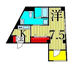 b'CASAOtakebashiAve. 1Kの間取図画像