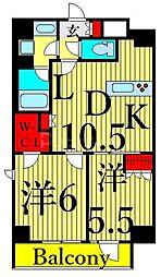 Due日暮里 2LDKの間取図画像