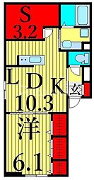 ラリュール清川A 1SLDKの間取図画像