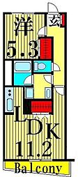 エバーグリーン 1LDKの間取図画像