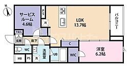 SPコート興野 1SLDKの間取図画像