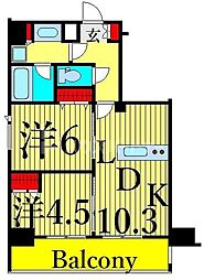 ジェノヴィア三ノ輪2スカイガーデン 2LDKの間取図画像