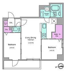 ドゥーエ日暮里3 2LDKの間取図画像