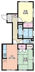 ボヌール・メゾン小淵 2DKの間取図画像