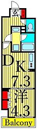 スプランディッド西日暮里 1DKの間取図画像
