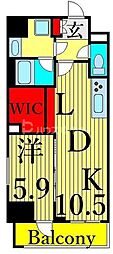 オンズマリーナ浅草 1LDKの間取図画像