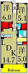 ドゥーエ町屋2 3LDKの間取図画像