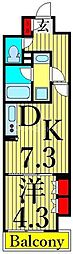 スプランディッド西日暮里 1DKの間取図画像