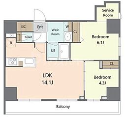 北区昭和町2丁目マンション 2LDKの間取図画像