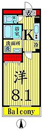 セブンアベニュー江北 1Kの間取図画像