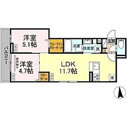 セレスティア西尾久 2LDKの間取図画像