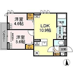 セレスティア西尾久 2LDKの間取図画像