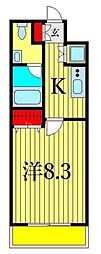 グラントゥルース田端 1Kの間取図画像