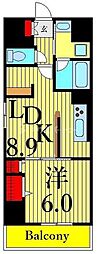 PRUNA北上野 1LDKの間取図画像
