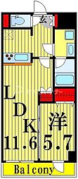 ジェノヴィア王子神谷スカイガーデン 1LDKの間取図画像