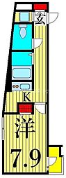 アクアスウィート日暮里 1Kの間取図画像